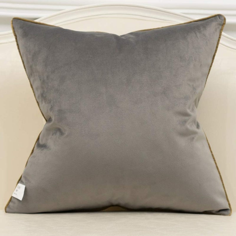 Avigers 18 x 18 Inches Gray White Gold Leather Striped Patchwork Velvet Cushion Case Luxury Modern Throw Pillow Cover Decorative Pillow for Couch Living Room Bedroom Car - Image 2